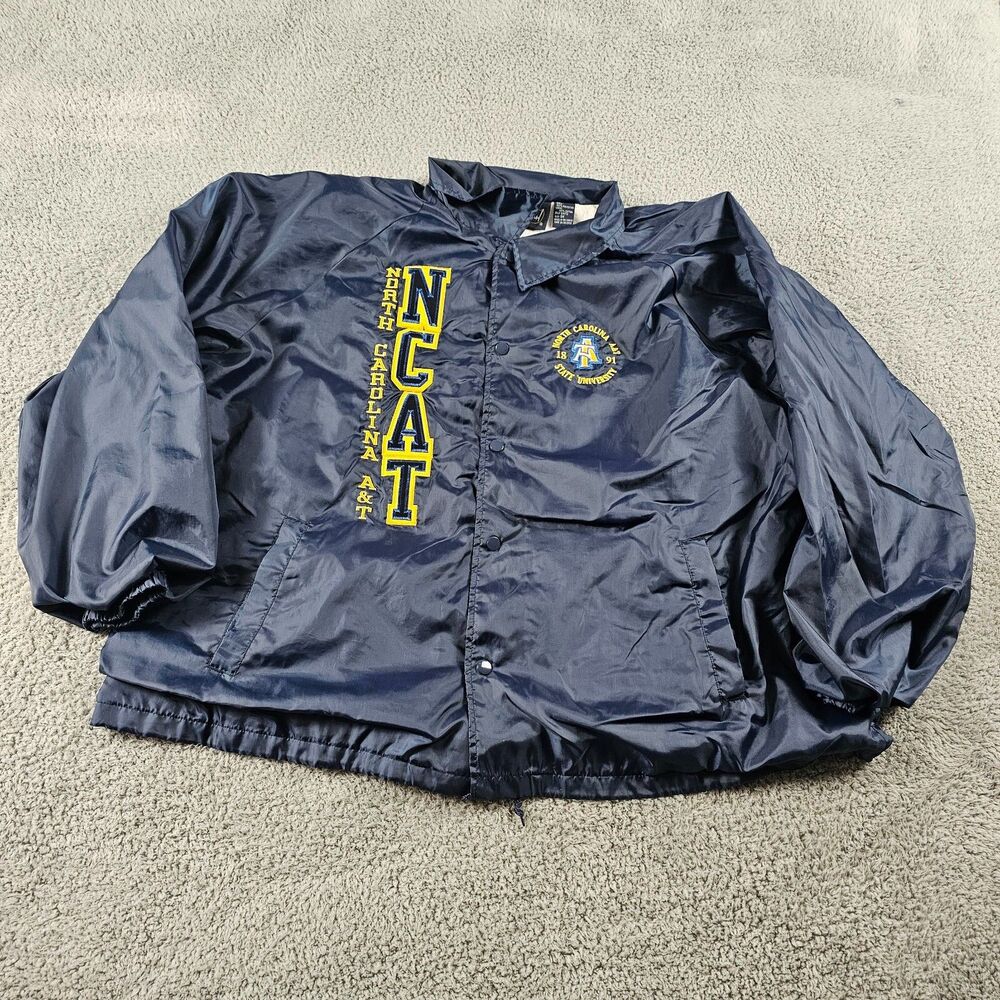 North Carolina Aggies Jacket Mens 3X Blue Windbreaker Vintage Y2K Snaps Lined